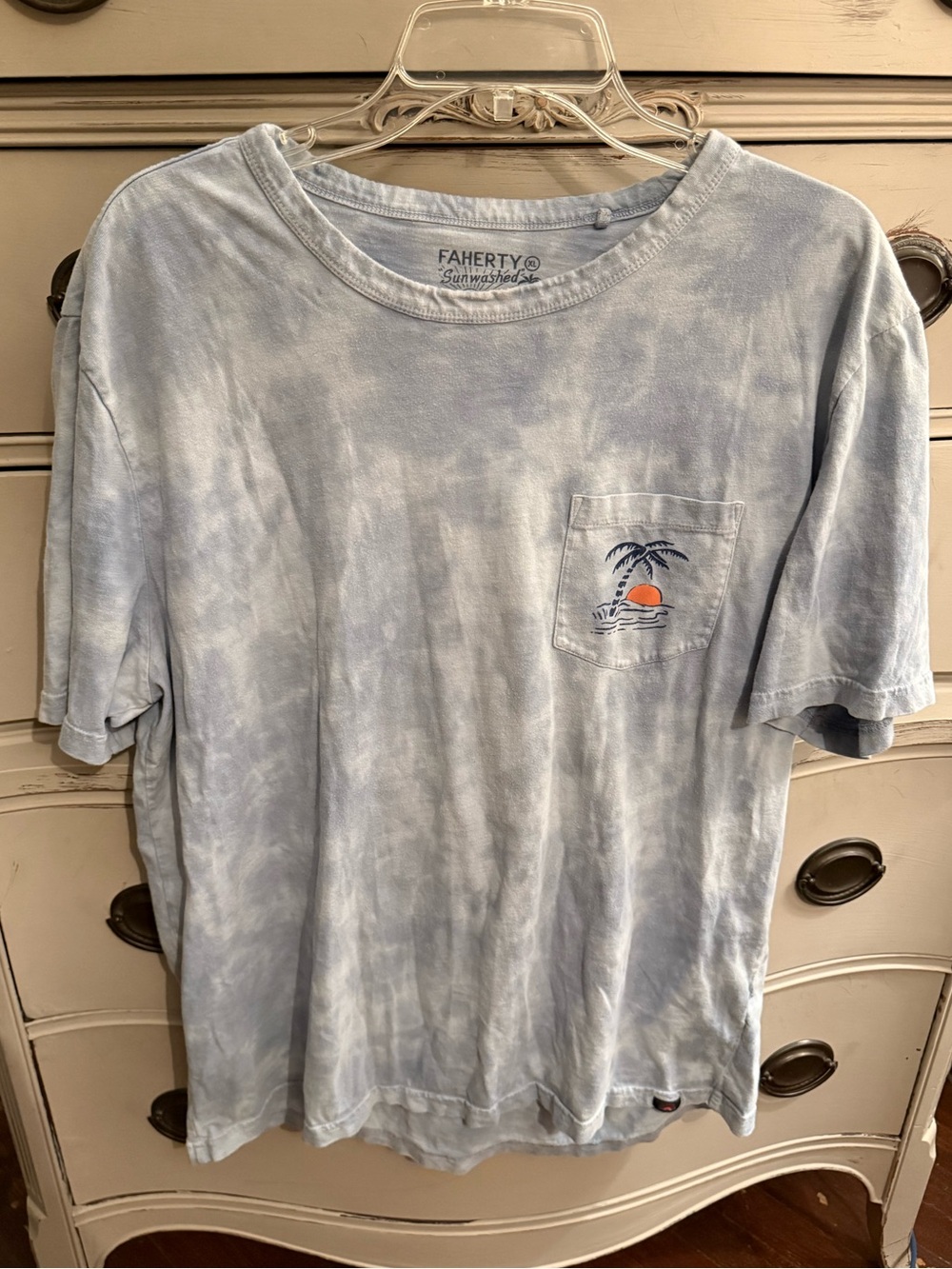 Faherty Sun And Waves Graphic Tye Dye Organic Cotton Short Sleeve Tee Shirt XL